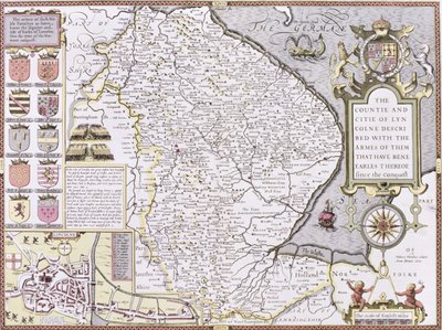 The Countie and Citie of Lyncolne, Engraved by Jodocus Hondius from John Speed